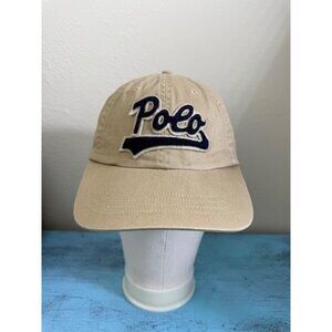 Vtg Polo Ralph Lauren Beige Script Logo Cap Strapback Hat OSFA